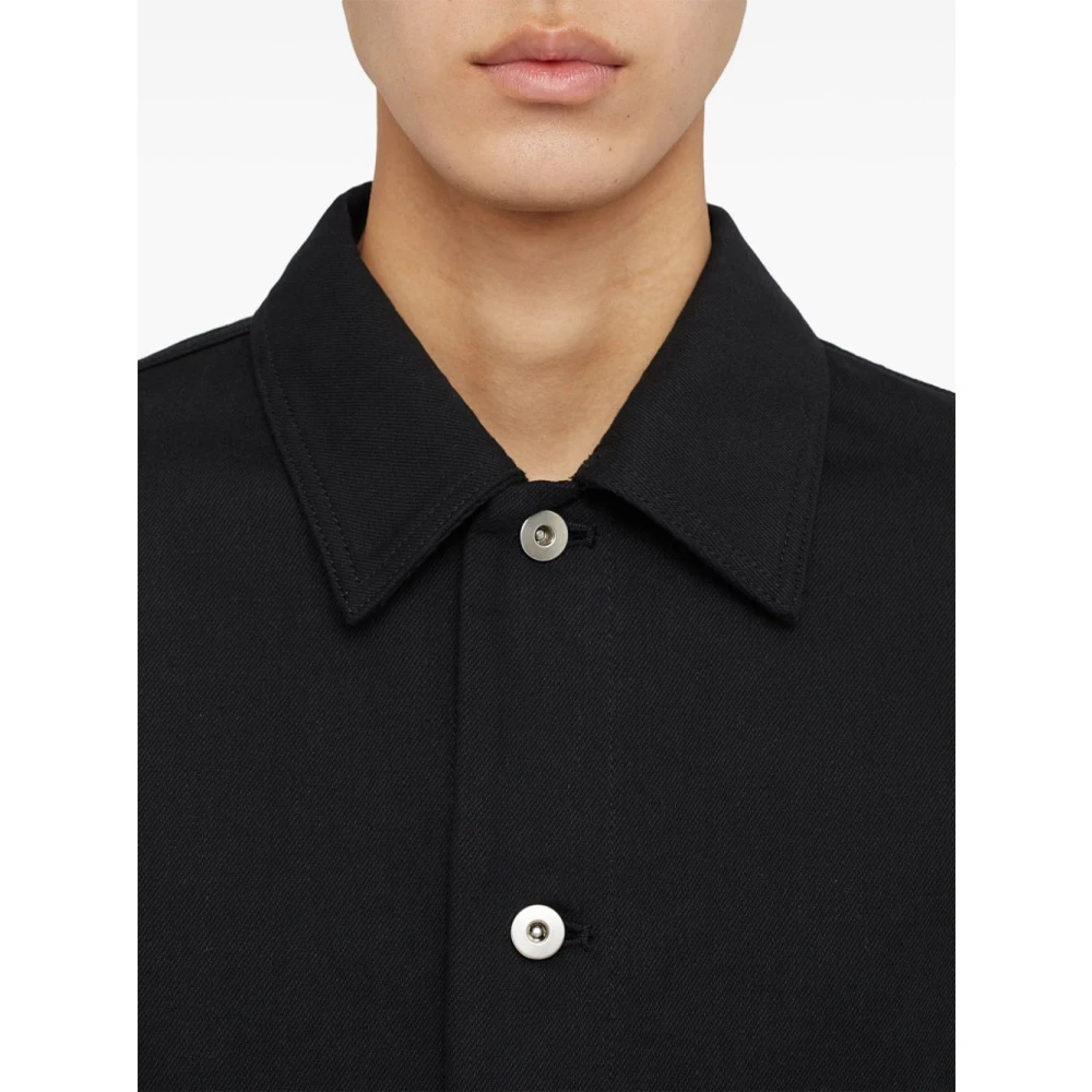 Jil Sander Zwarte Katoenen Overhemd voor Mannen Black Heren