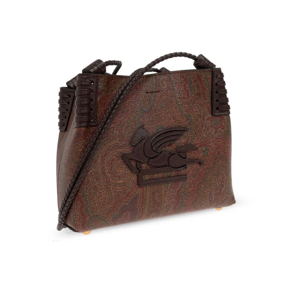 ETRO Bruine Ceder Schoudertas met Hook-Clip Brown Dames