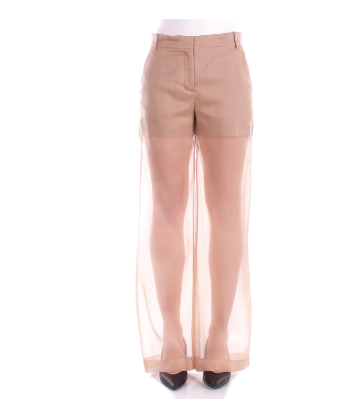 pantalon-marron-en-lin-fermeture-eclair