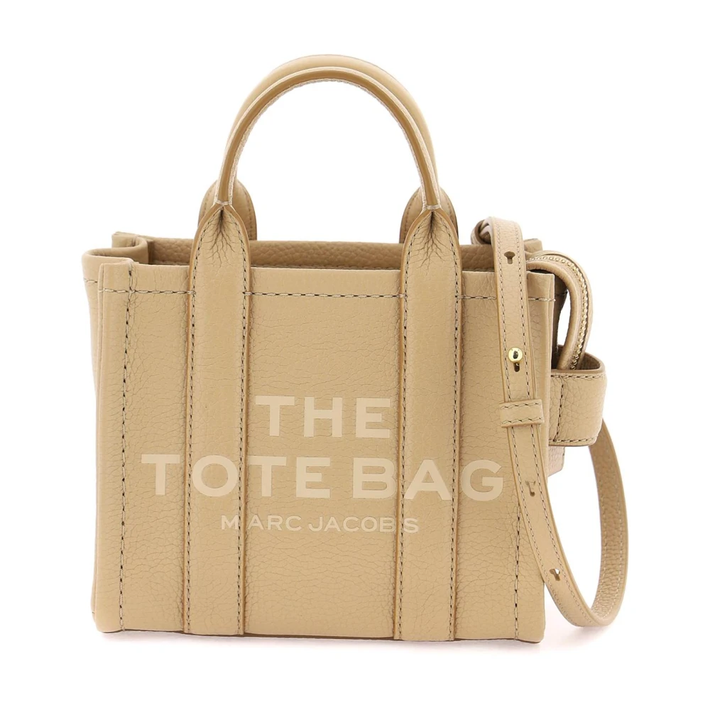 Marc Jacobs Grained Leather Mini Tote Bag Beige Dames