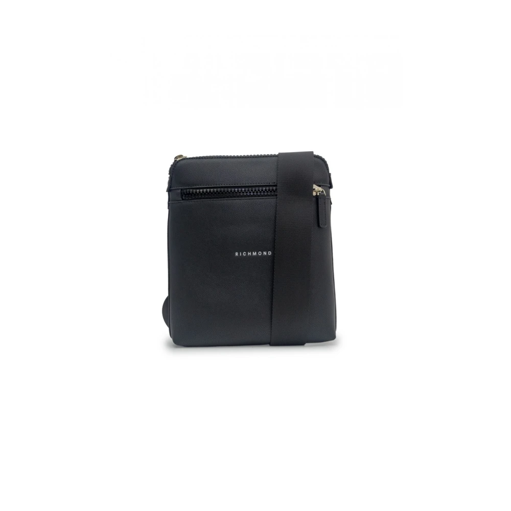 John Richmond Zwarte Schoudertas Gehamerd Patroon Black Heren