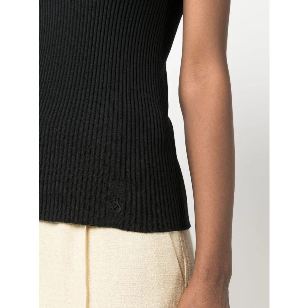 Jil Sander Mouwloze Top 001 Black Dames