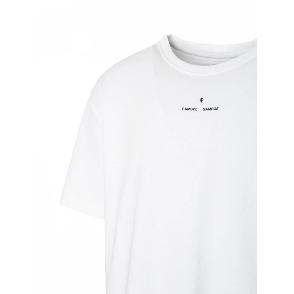 Samsøe Casual T-shirt met labelprint White Heren