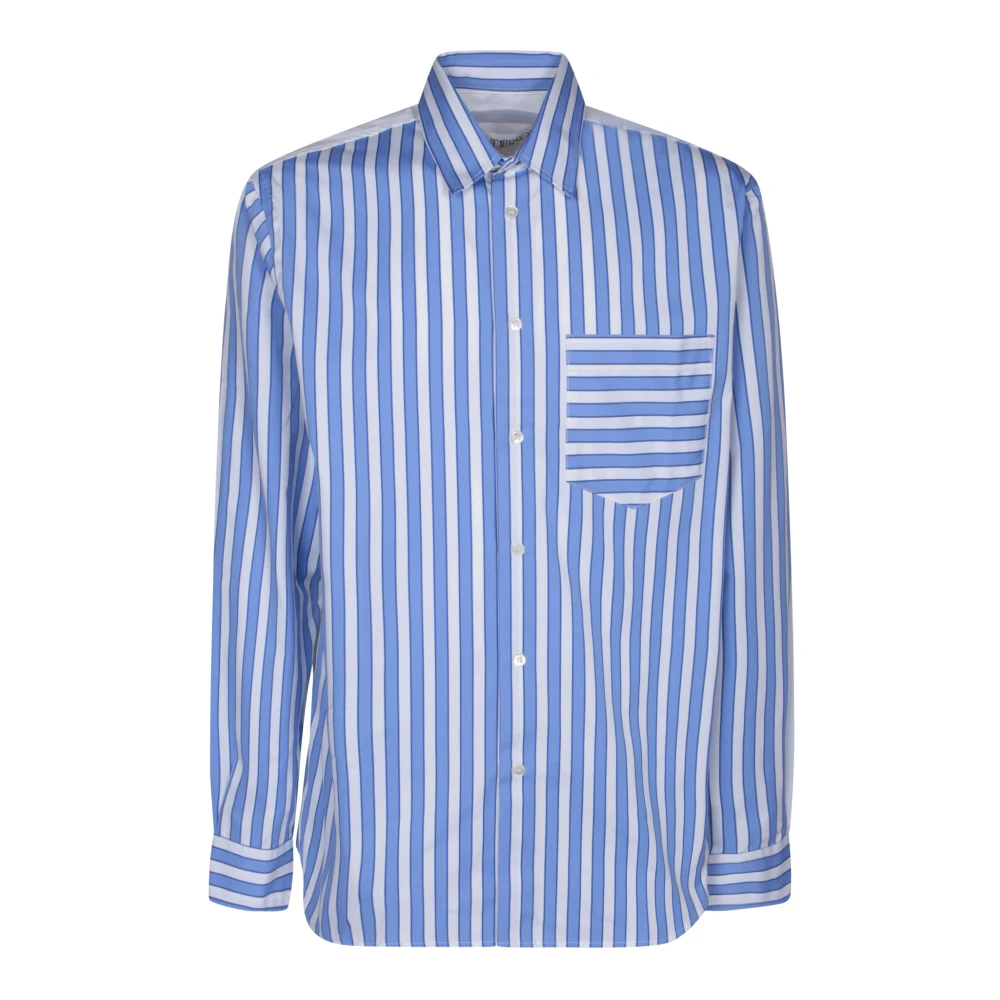 JW Anderson Blauw en wit paneeloverhemd met verticale strepen Multicolor Heren