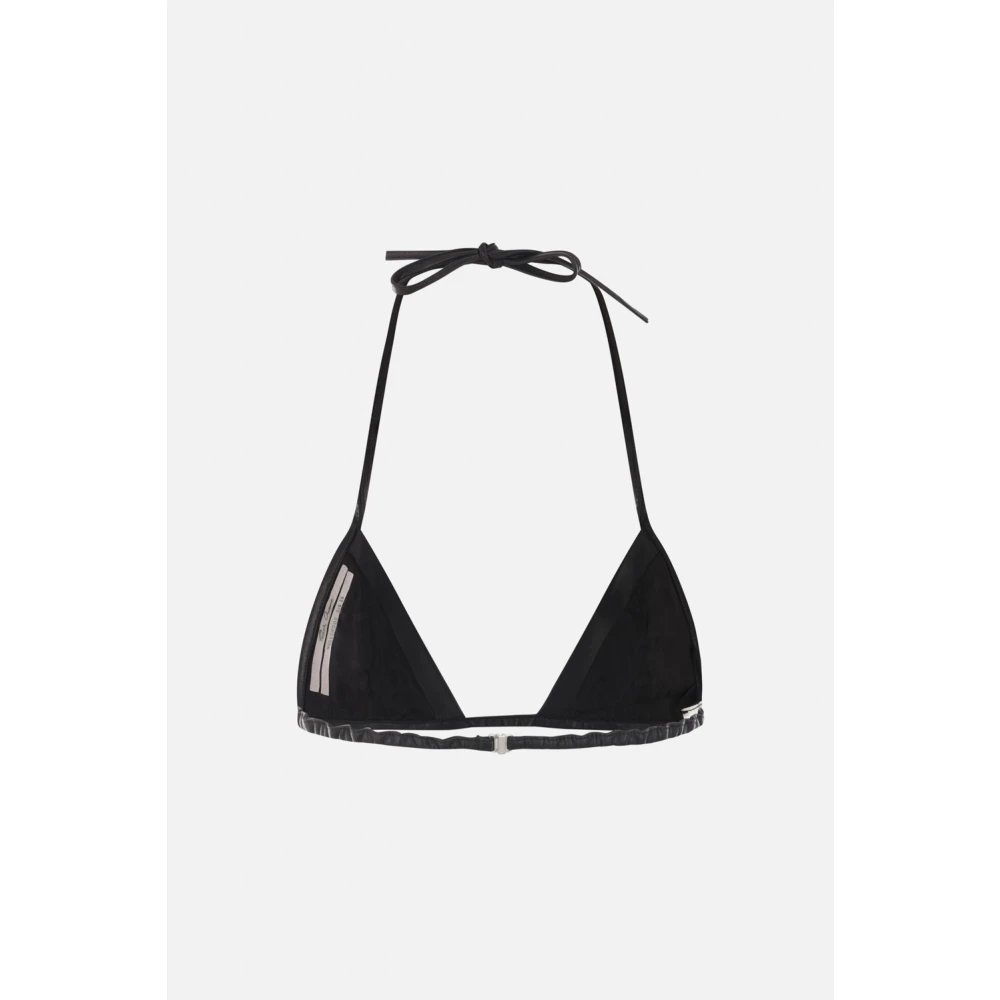 Rick Owens Zwarte Leren Bralette Top Black Dames