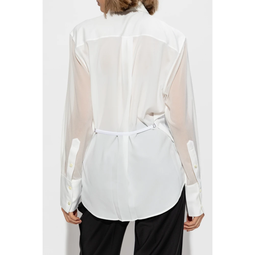 Helmut Lang Shirt met kanten inzet aan de voorkant White Dames