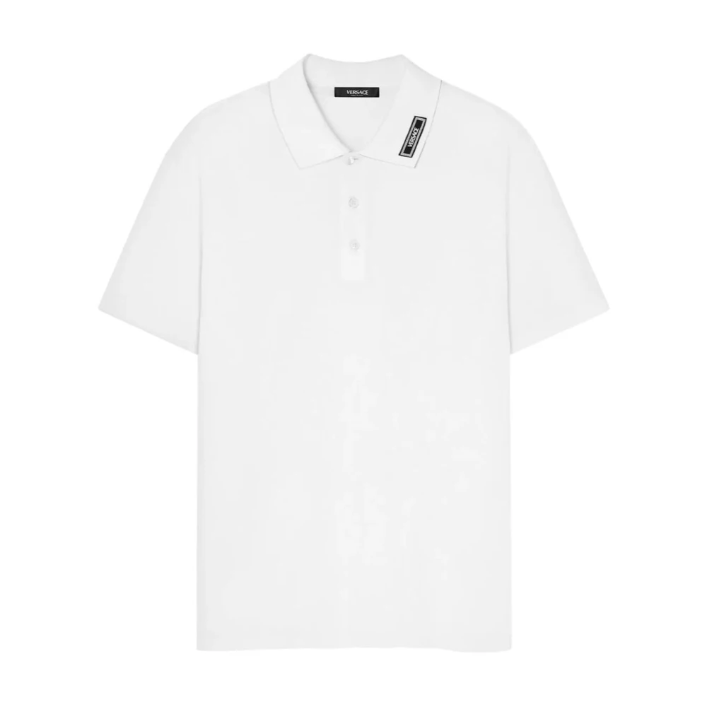 Versace Men's White Embroidered Polo Shirt