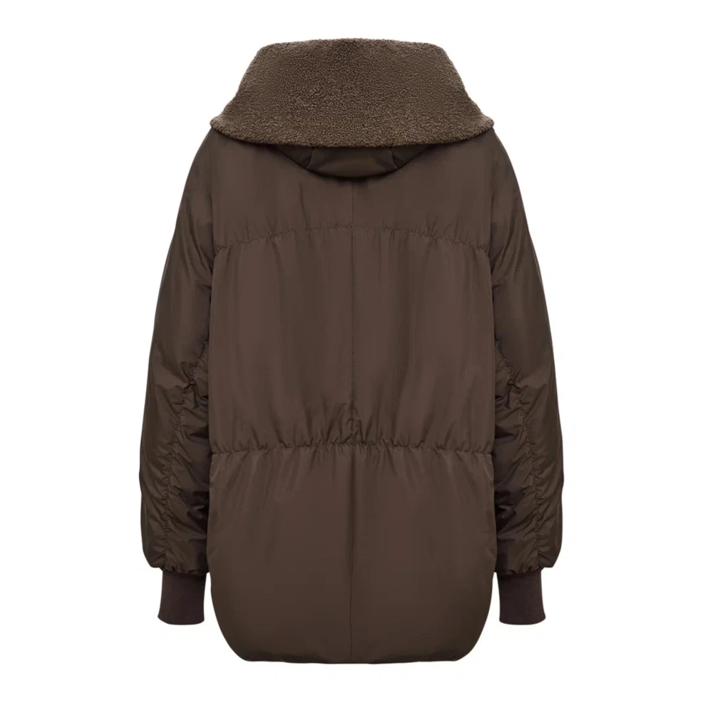 Cesare Gaspari Shearling-Kraag Pufferjas Chocolade Brown Dames