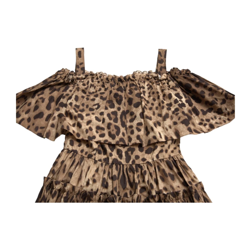 Dolce & Gabbana Leopard Print A-Lijn Jurk Brown Dames