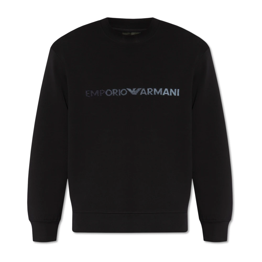 Emporio Armani Logo-broderad sweatshirt Blue, Herr