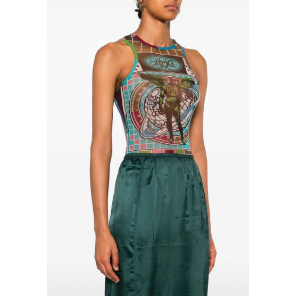 Jean Paul Gaultier Blauw Multicolor Mesh Body Print Multicolor Dames