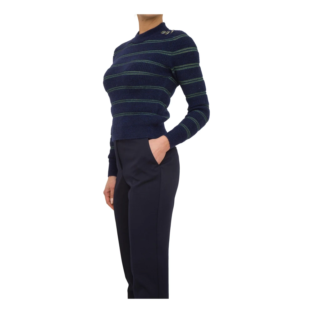 Nenette Gestreepte Blauwe Crewneck Trui Blue Dames