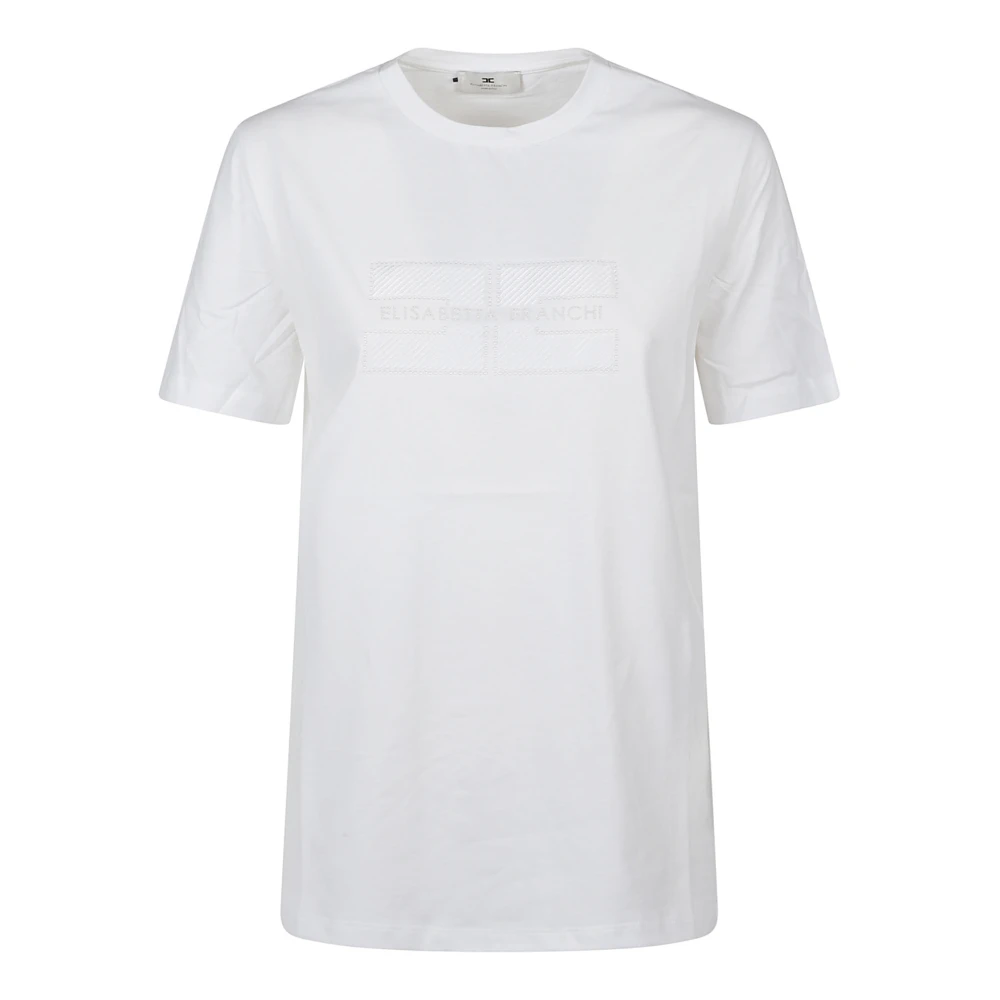 Elisabetta Franchi Casual Katoenen T-shirt voor Vrouwen White Dames