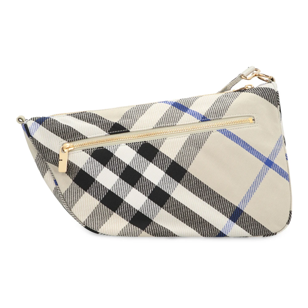 Burberry Check Motif Messenger Tas Beige Dames