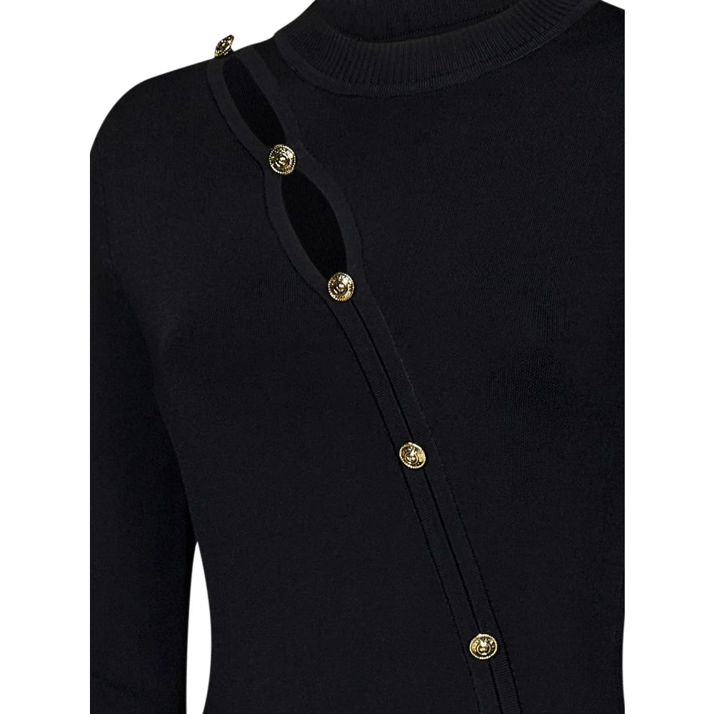Versace Jeans Couture Zwarte Midi Jurk met Front Cut-Out Black Dames