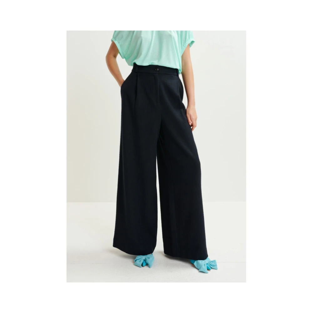Essentiel Antwerp Wijde broek van katoenmix Blue Dames
