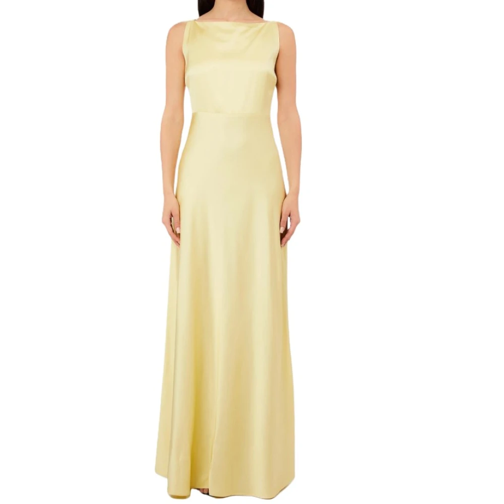 Liu Jo Vrouw Beige Kleedjes Dames, M, Satijn, Lange Satijnen Jurk