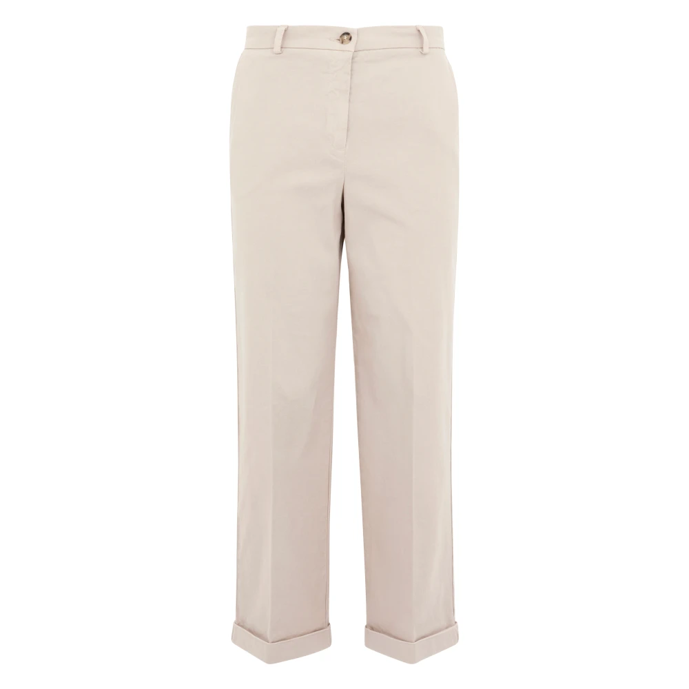 Seventy Omgeslagen Katoenen Beige Broek Dames Beige Dames
