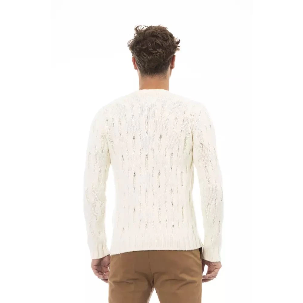 Alpha Studio Elegante Beige Wol Kasjmier Trui Beige Heren