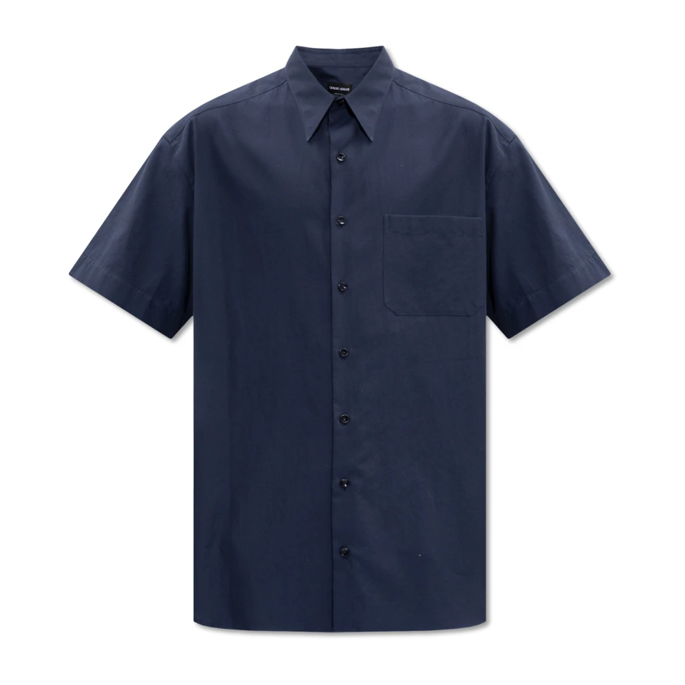 Giorgio Armani Katoenen shirt Blue Heren