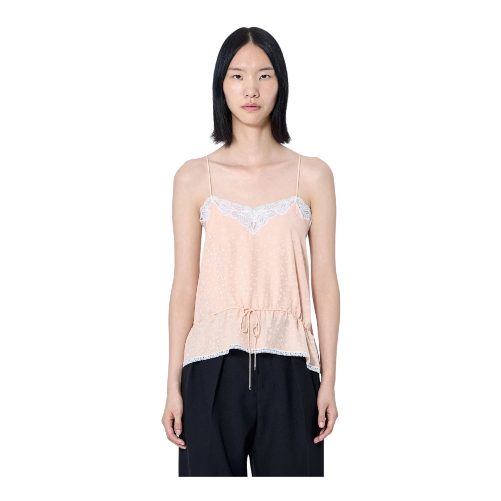 Chloé , Blouses, Female, Pink, S, Lace Trim Camisole Top