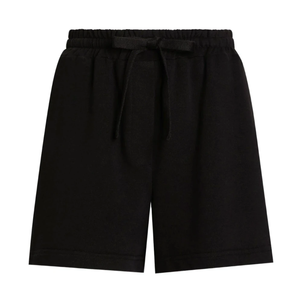 Dolce & Gabbana Women's Black Training Shorts, 2XL, Fleece Shorts With Dg Embroidery