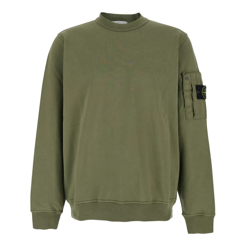 Stone Island Green Sweatshirts, Male, S, Regular-Fit Crewneck Sweatshirt