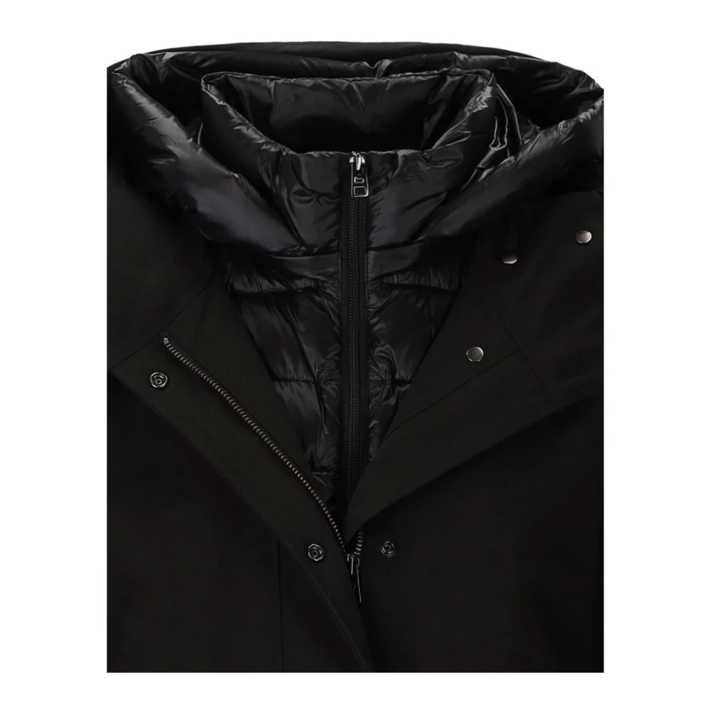 Woolrich Lange militaire jas met afneembare gewatteerde binnenjas Black Dames