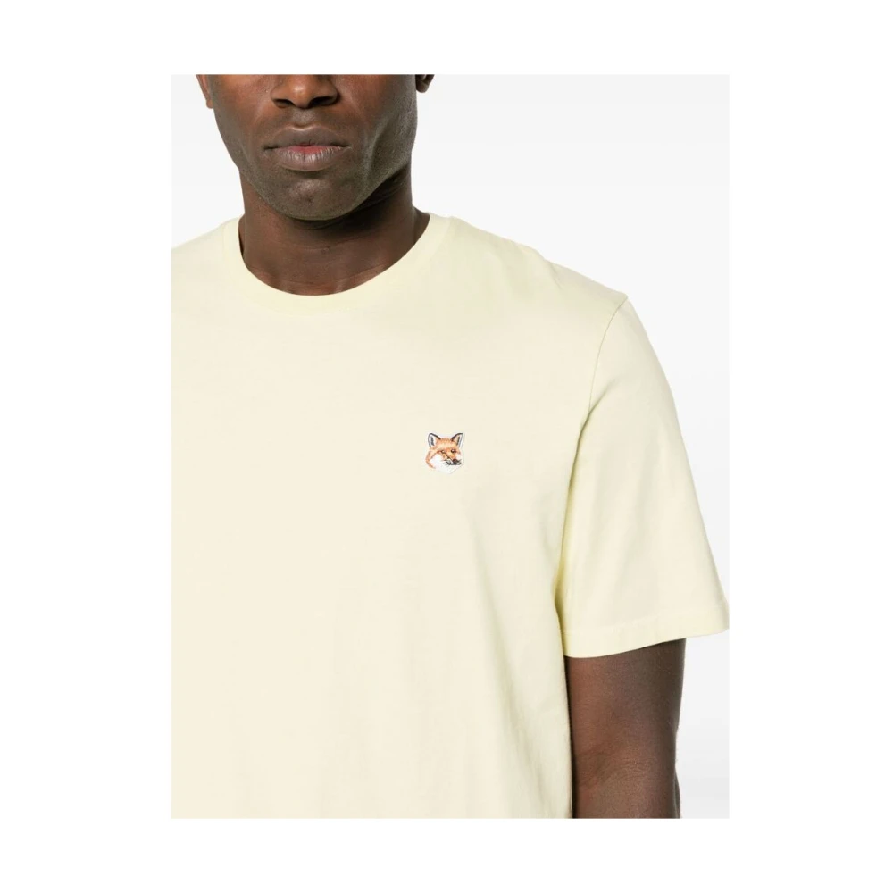 Maison Kitsuné Gele Fox Head T-shirt Yellow Heren