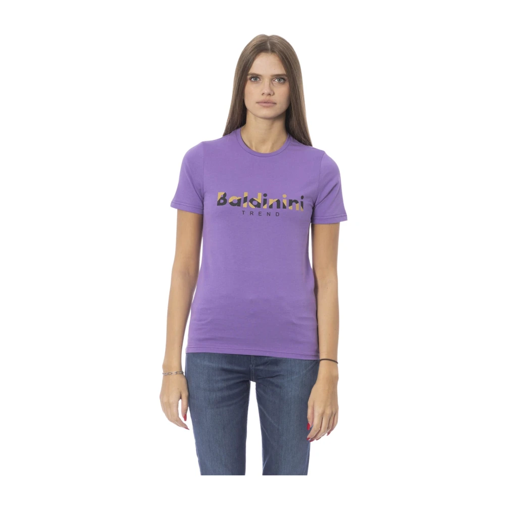 Baldinini Trendy T-shirt met voorprint Purple Dames