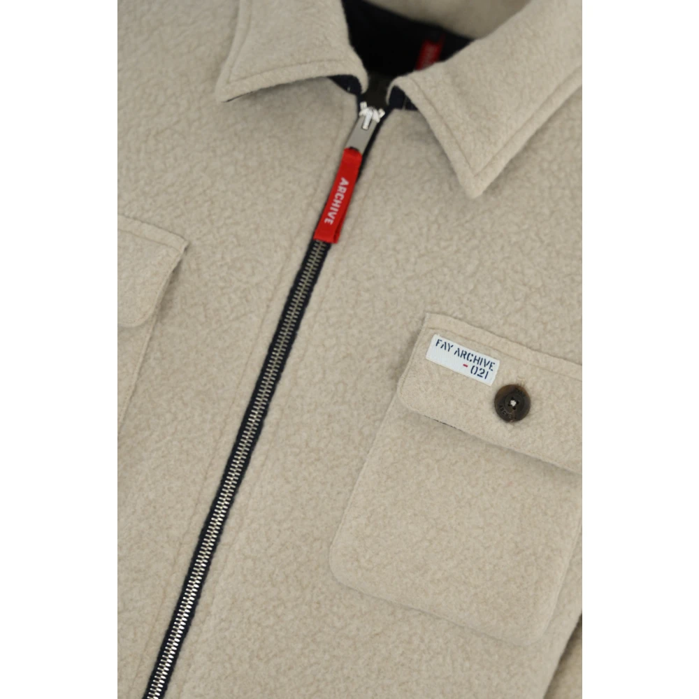 Fay Wollen Blend Ritsjas Beige Heren