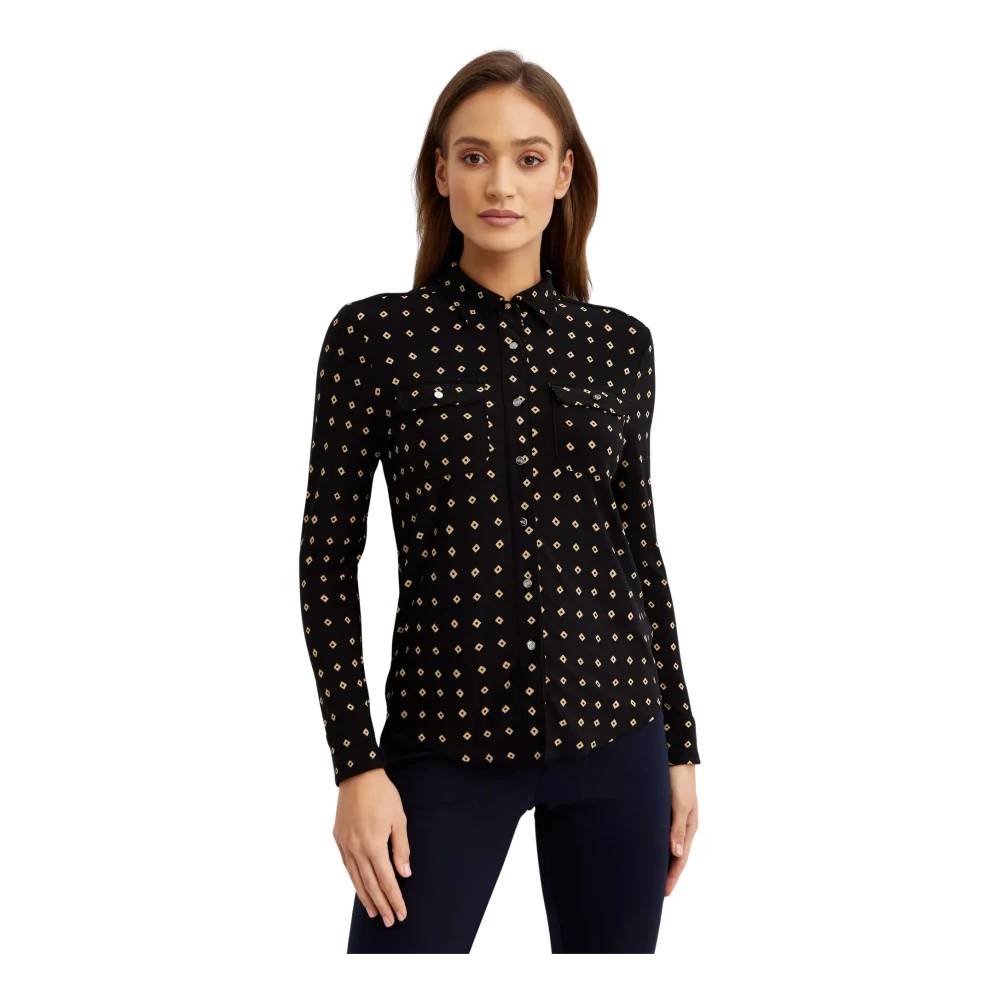 Ralph Lauren Zwarte shirt met geometrisch patroon Black Dames
