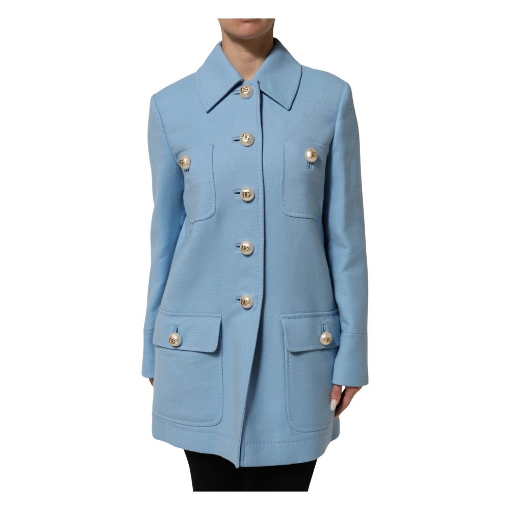 Dolce & Gabbana Women's Blue Single-Breasted Coats, 2XS, Trench Coat