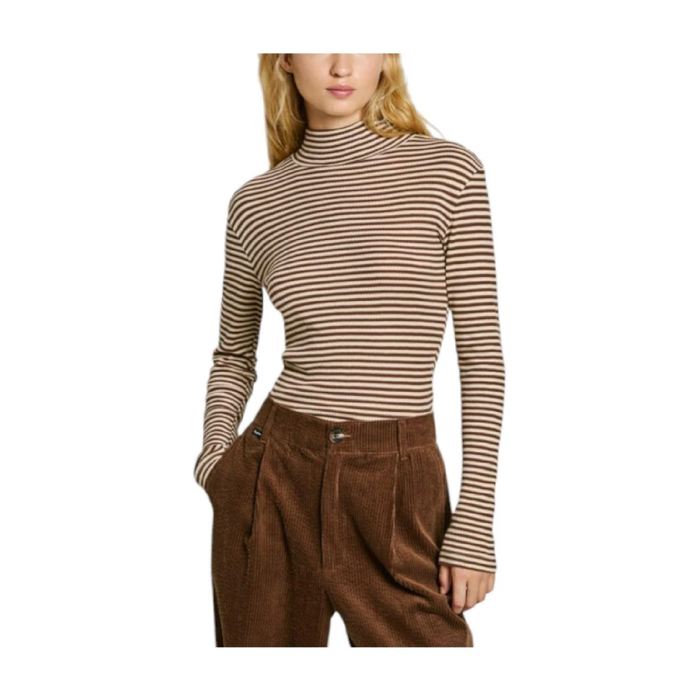 Pepe Jeans Women's Brown Elif Long Sleeve Top - Long Sleeve T-Shirts - Xs - Tops