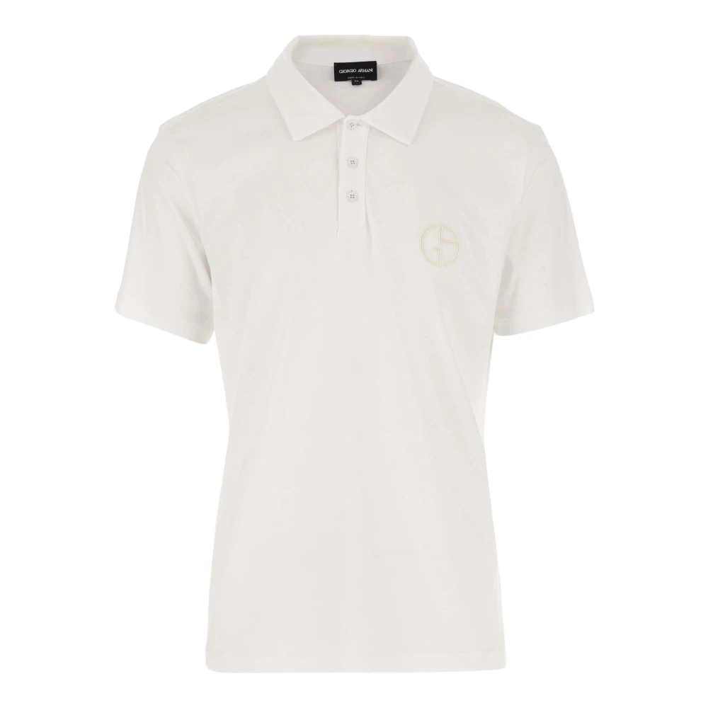 Giorgio Armani Katoenen poloshirt met logoborduursel White Heren