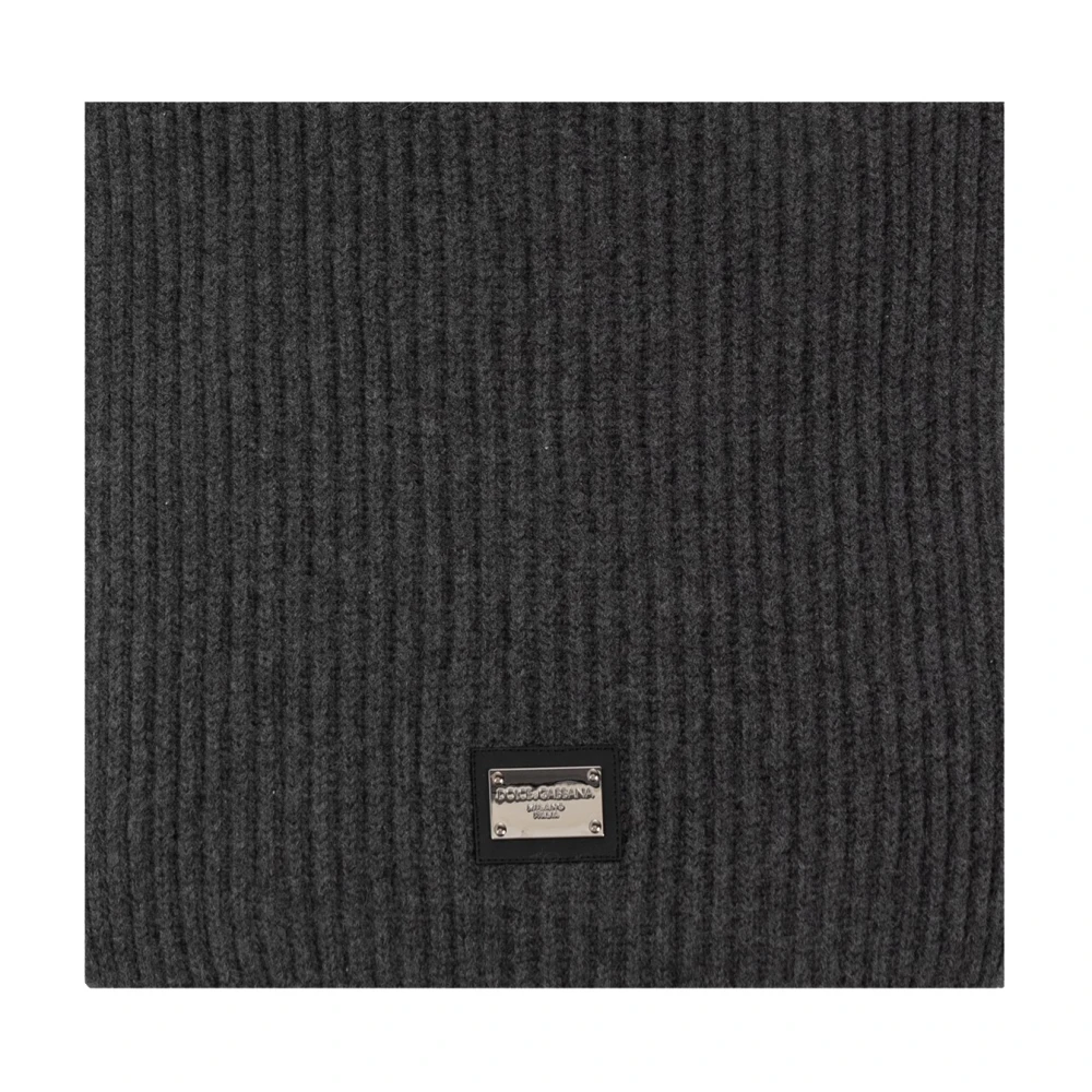 Dolce & Gabbana Men's Gray Winter Scarves, One Size, Scarf With Logo Detail