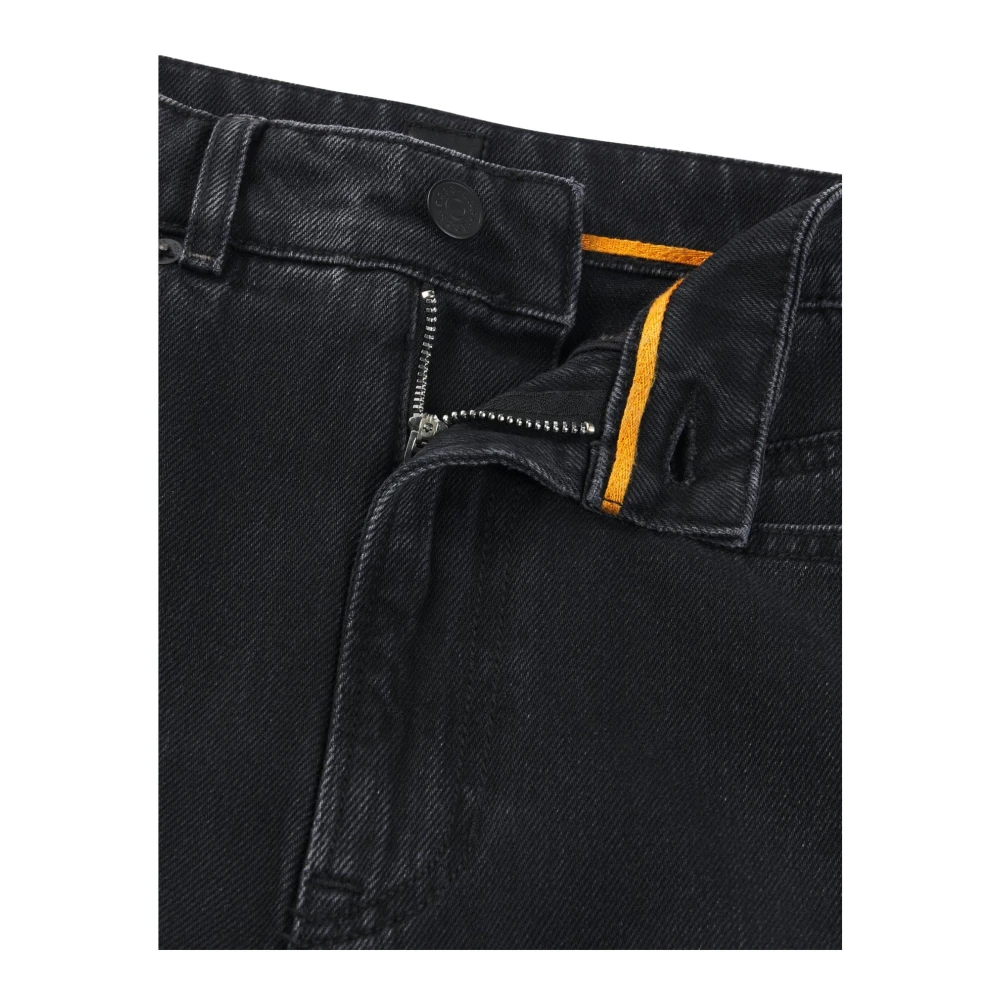 Hugo Boss Moderne Wide Leg Denim Jeans in Antraciet Black Dames