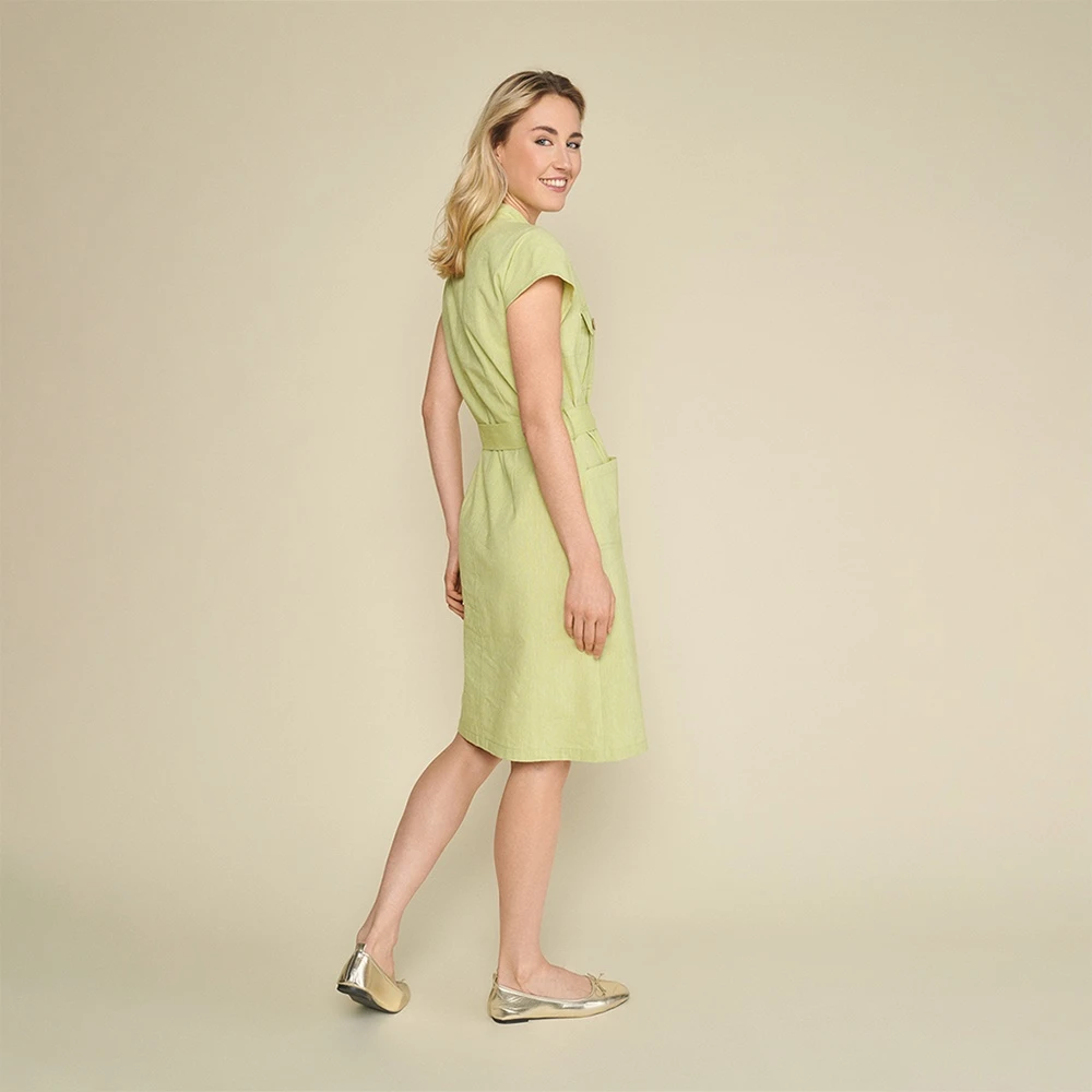 Marie Méro Groene Linnen Safari Jurk Green Dames