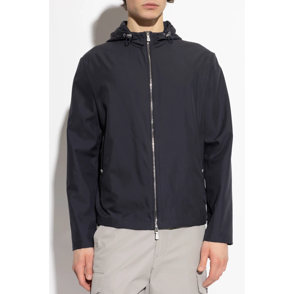 Eleventy Zijden jas met capuchon Blue Heren