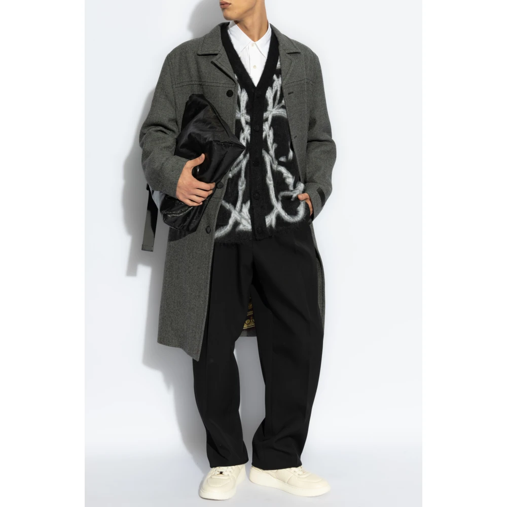 Versace Cardigan met barokmotief Black Heren