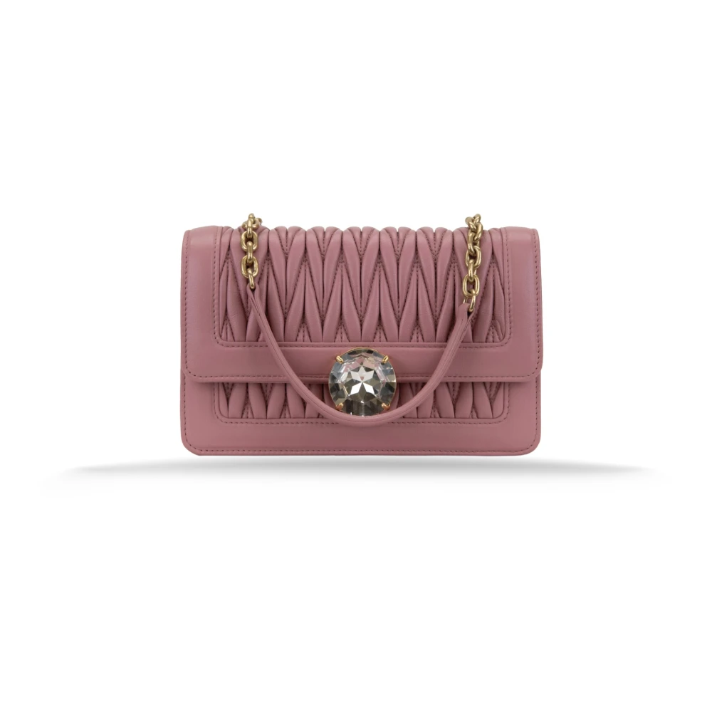 Miu Leren Dames Schoudertas met Envelop Zakken Pink Dames