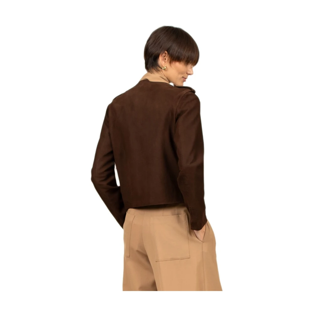 Semicouture Bruine Suède Jas Dubbelborstig Model Brown Dames