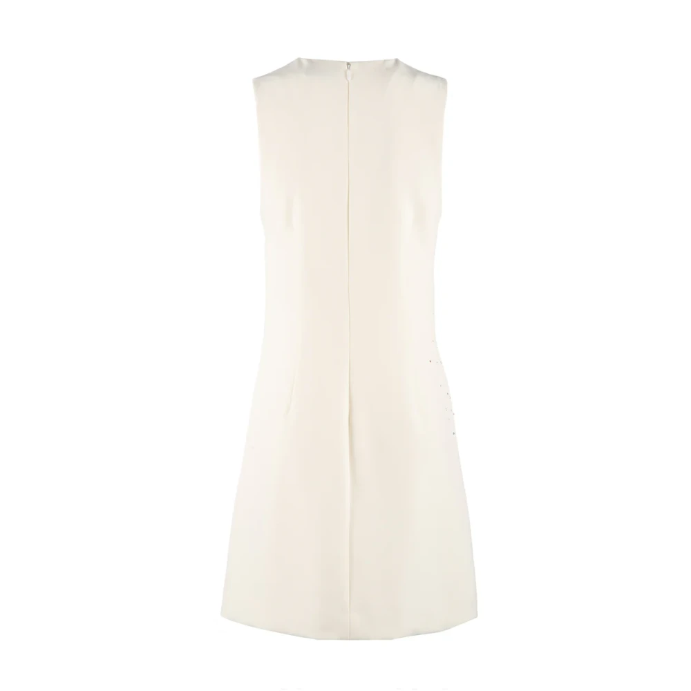 Nenette Ivoor Mouwloze Trapeziumjurk met Strass Beige Dames