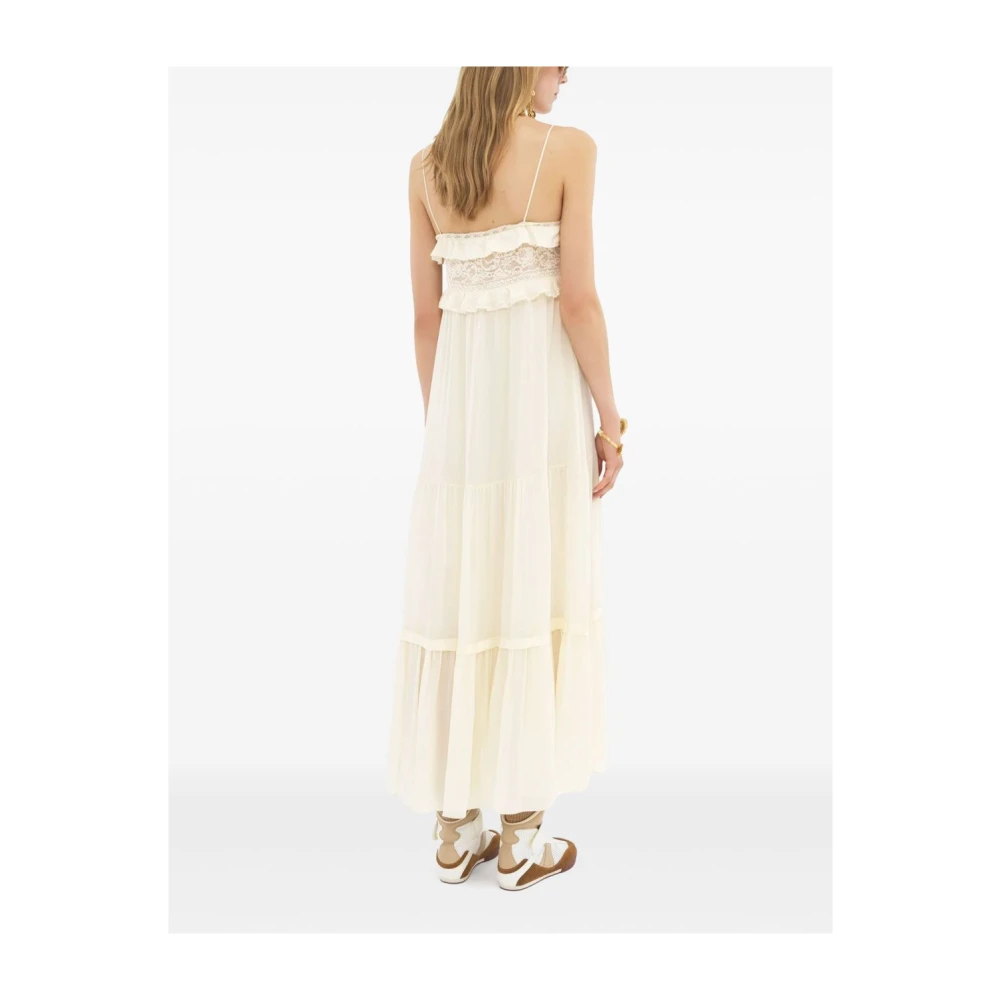 Chloé Witte Kant Gerimpelde Spaghettiband Jurk White Dames