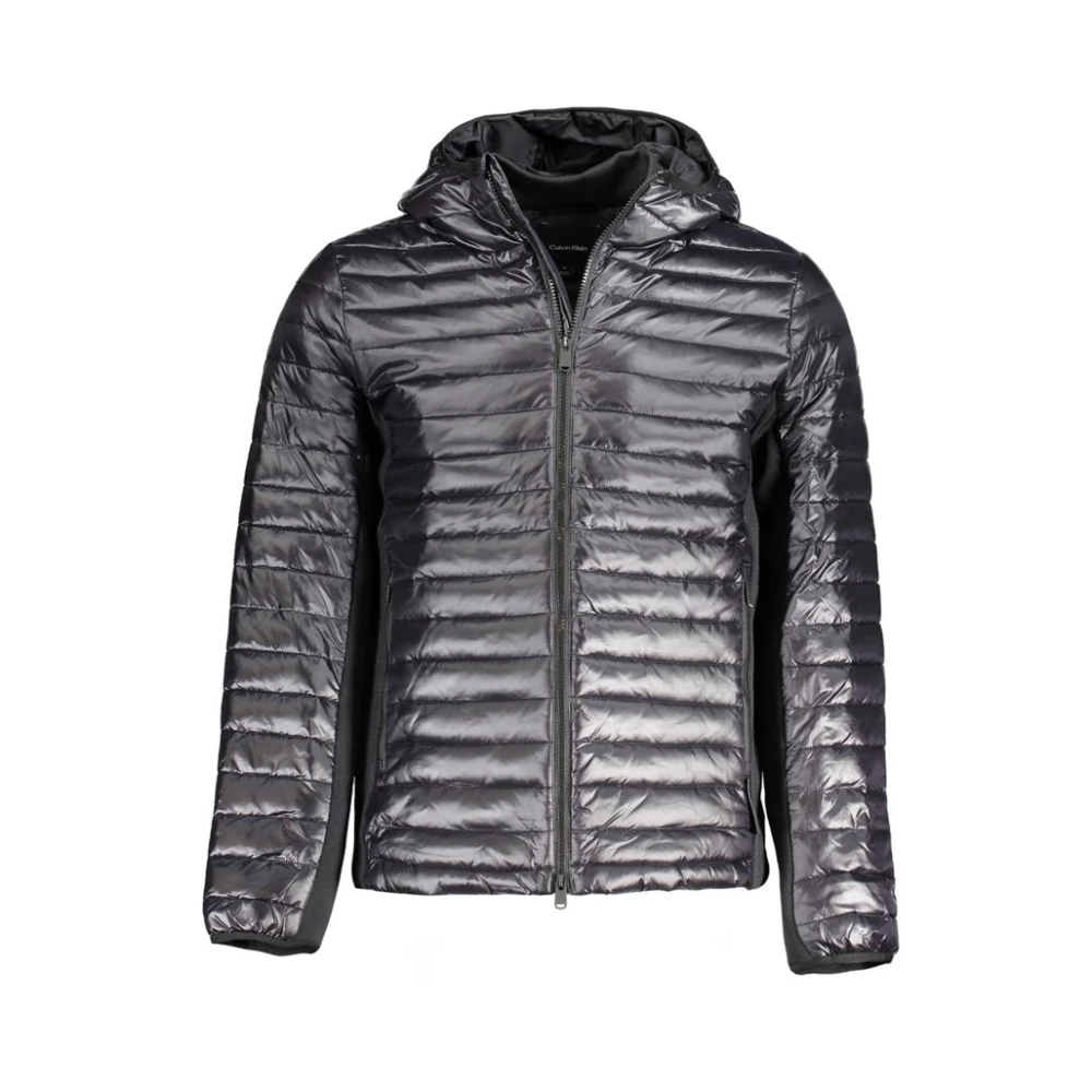 Calvin Klein Zwarte Nylon Hoodiejas met Zakken Black Heren