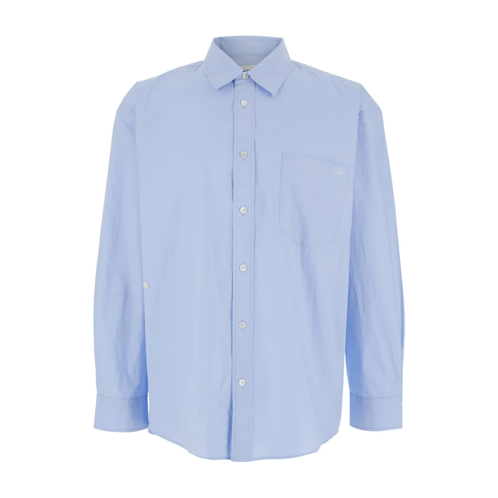 Dunst Blauw Shirt met Zak en Geborduurd Logo Blue Heren