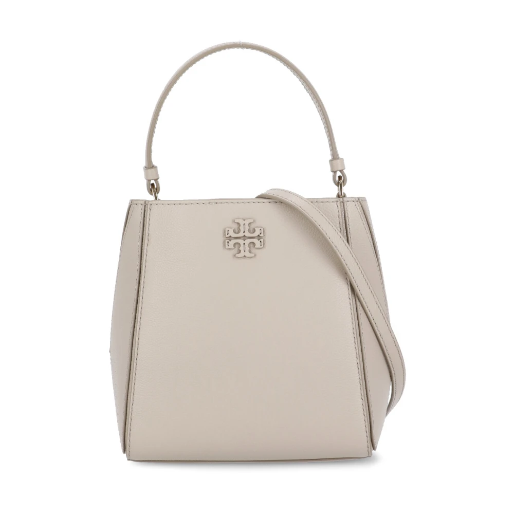 TORY BURCH Beige Leren Handtas met Logo Beige Dames
