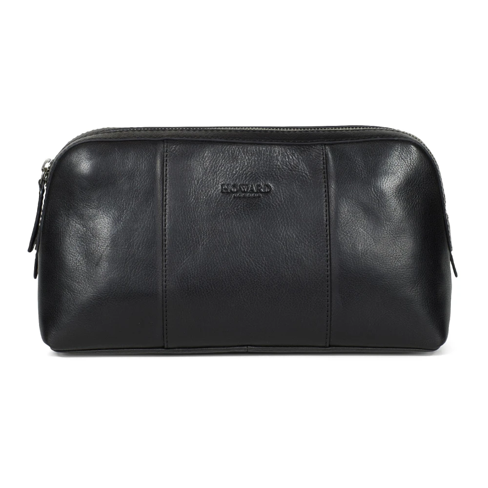 Howard London Zwarte leren heren toilettas Black Heren
