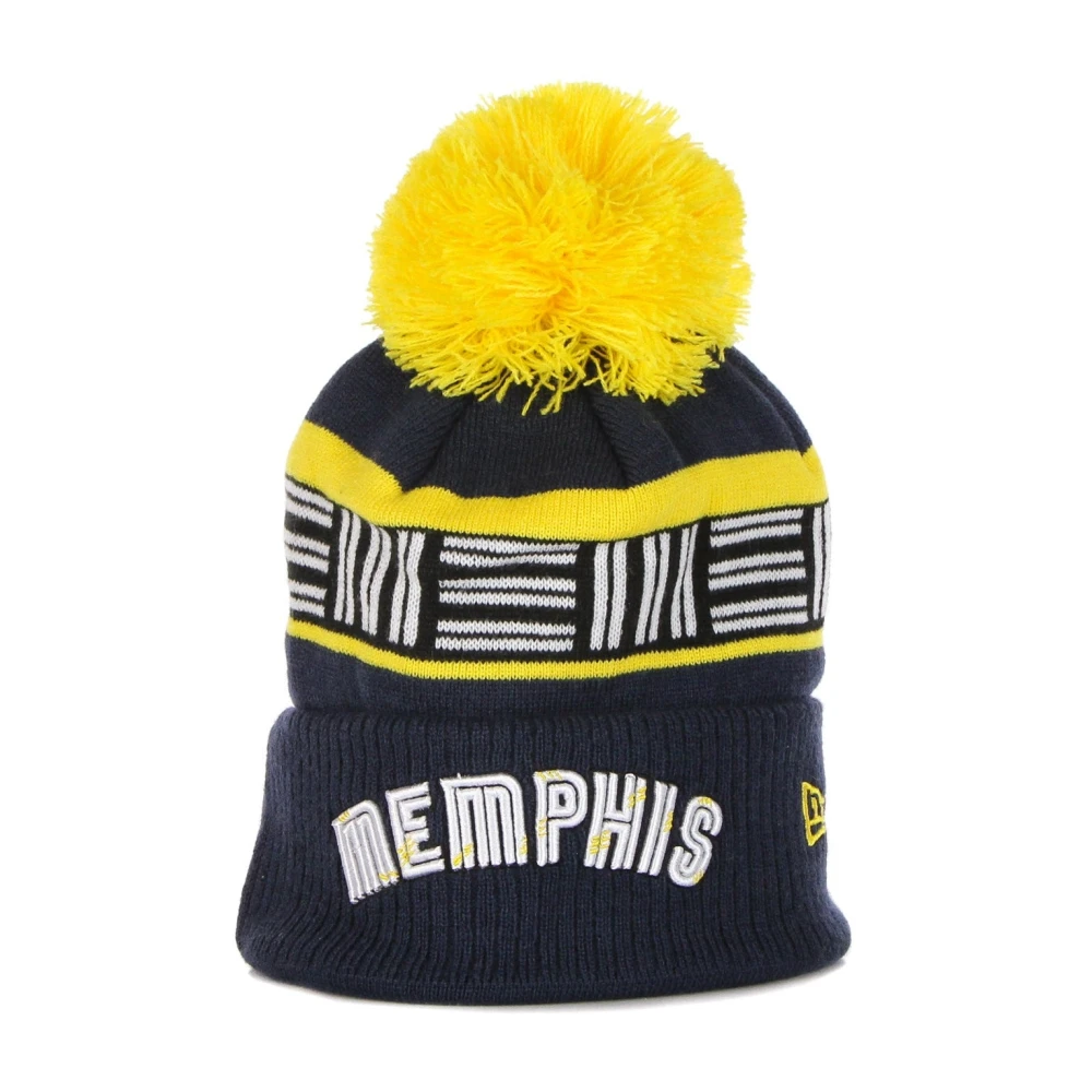 New Era Men's Black Nba City Pom Pom Beanie Hat