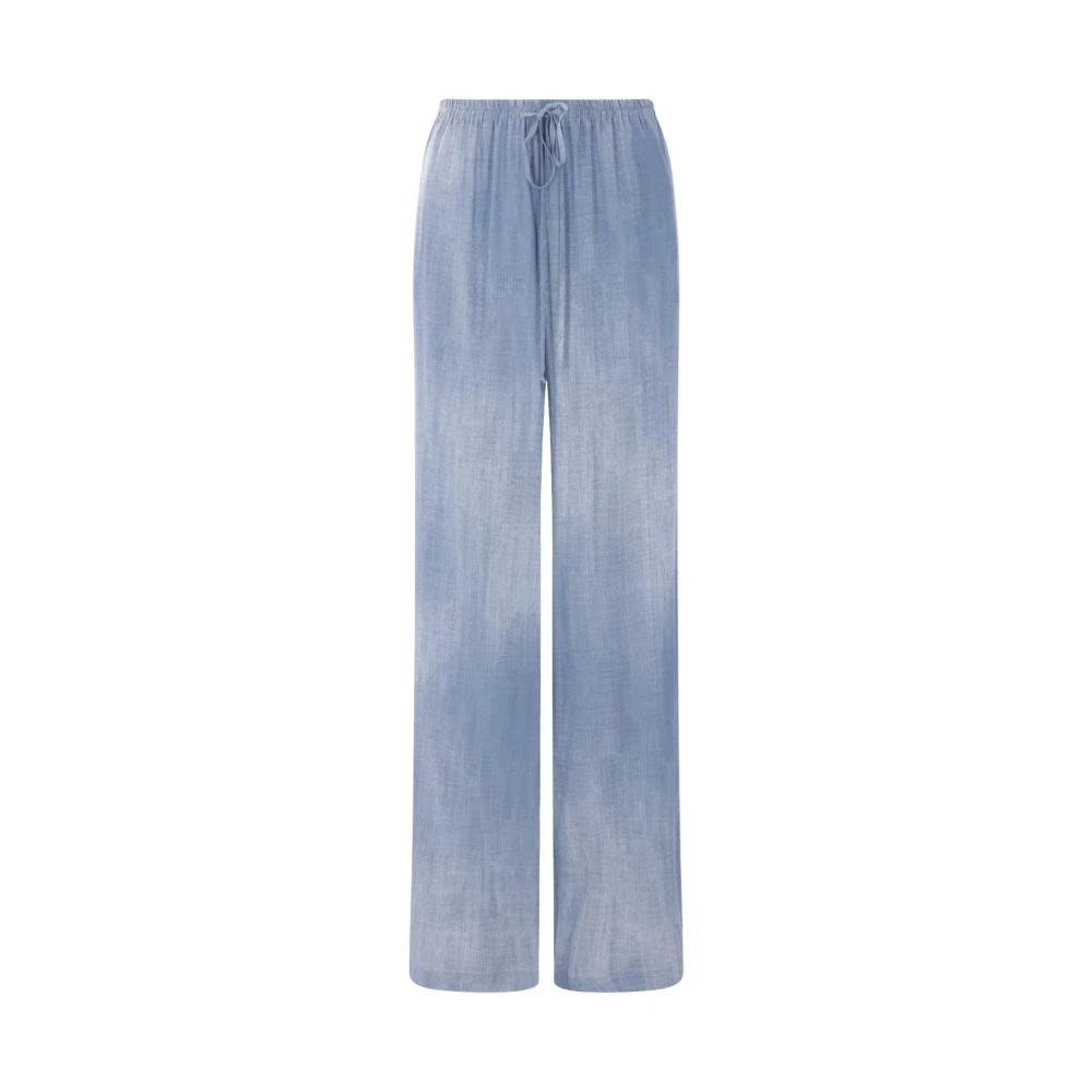Ermanno Scervino Wijde Pijp Denim Print Broek Blue Dames
